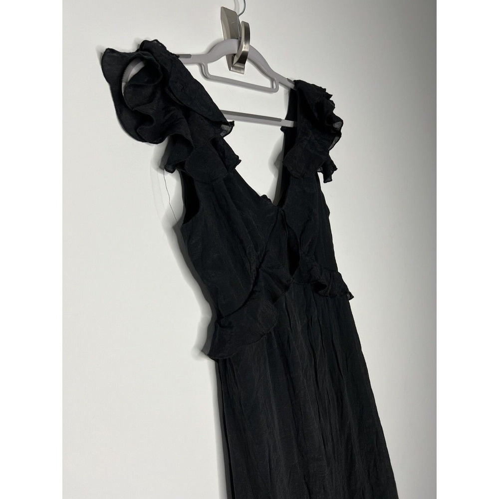 Francescas Blue Rain Maxi Dress Womens Small Black Ruffle Flowy Fairy Whimsigoth - Picture 7 of 16